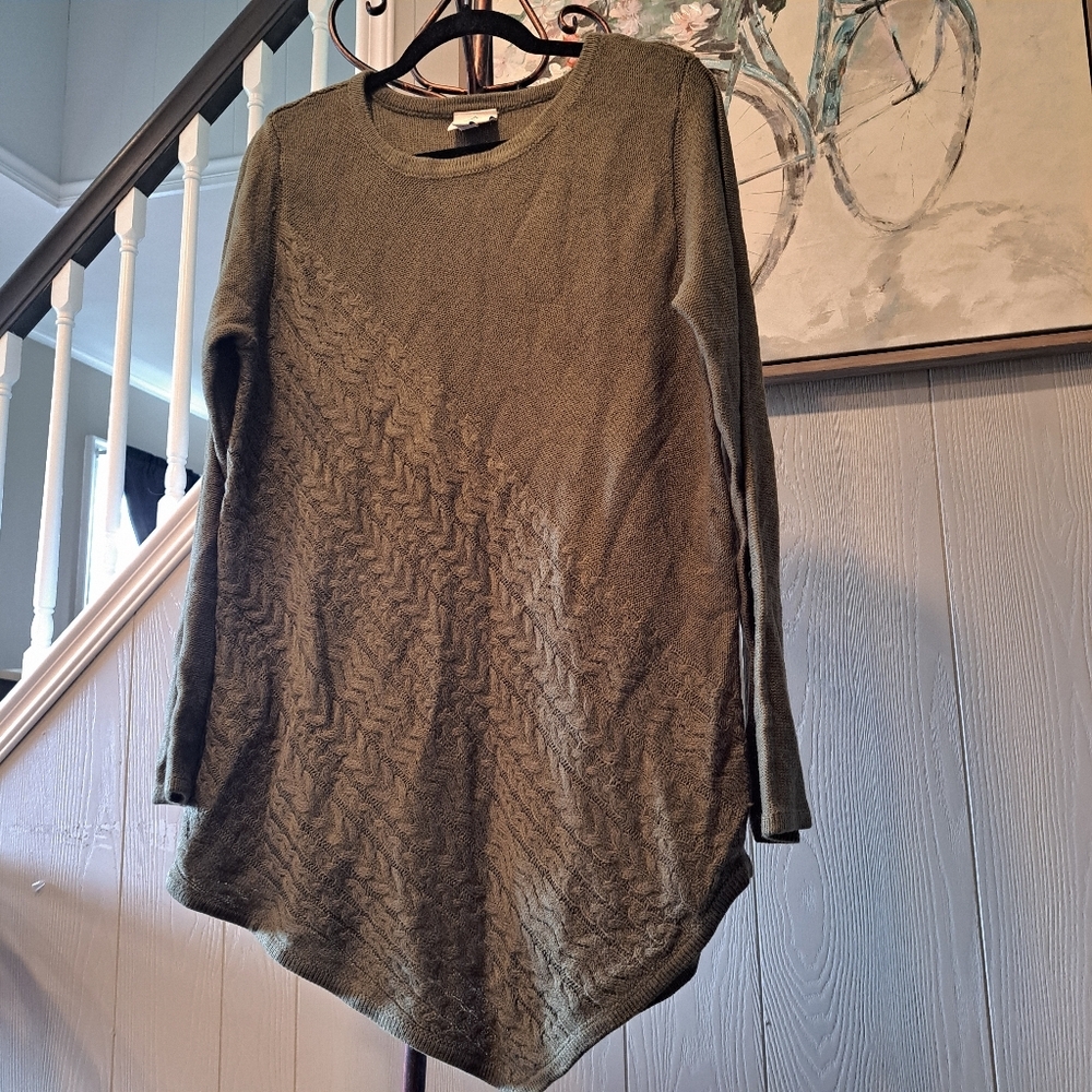 St. John's Bay Women's Asymmetrical Long Sleeve Crew Neck Sweater Size Large